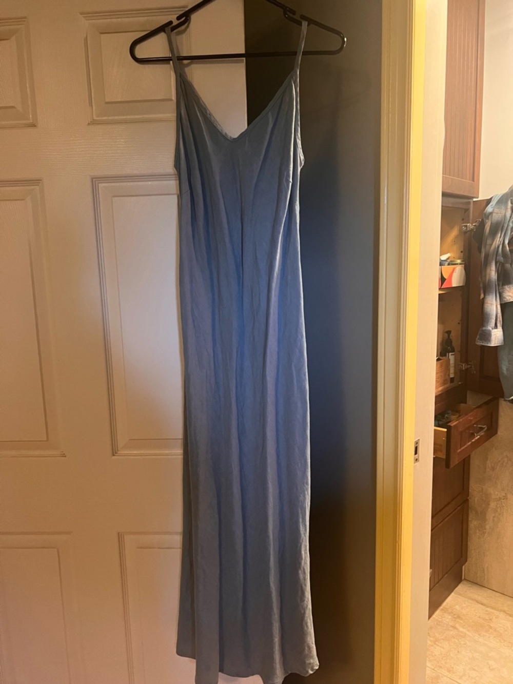 Baltic Bloom  Light Blue Linen Slip Maxi Dress - Women